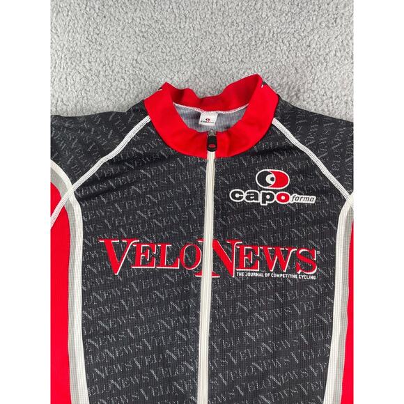 Capo Forma Jersey Mens Large Cycling Full Zip Velo News Red Black Made in Italy - Picture 2 of 11